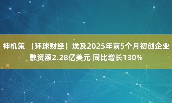 神机策 【环球财经】埃及2025年前5个月初创企业融资额2.28亿美元 同比增长130%